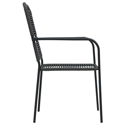 48570 vidaXL 7 Piece Outdoor Dining Set Cotton Rope and Steel Black