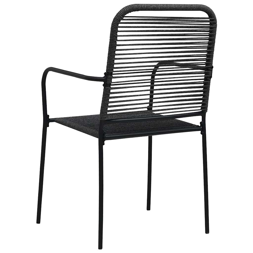 48570 vidaXL 7 Piece Outdoor Dining Set Cotton Rope and Steel Black