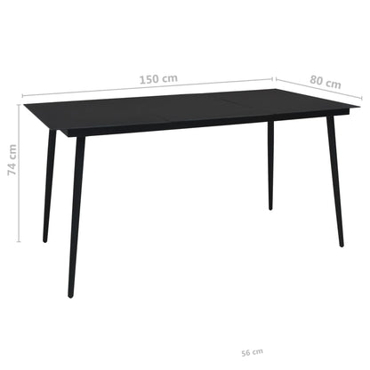 vidaXL Dining Set | Black | Cotton Rope, Powder-Coated Steel, Tempered Glass
