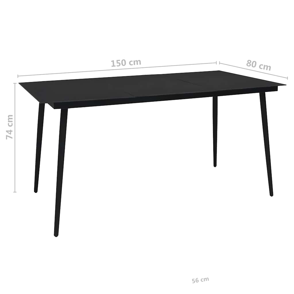 48570 vidaXL 7 Piece Outdoor Dining Set Cotton Rope and Steel Black