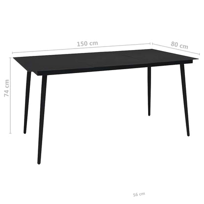 48570 vidaXL 7 Piece Outdoor Dining Set Cotton Rope and Steel Black