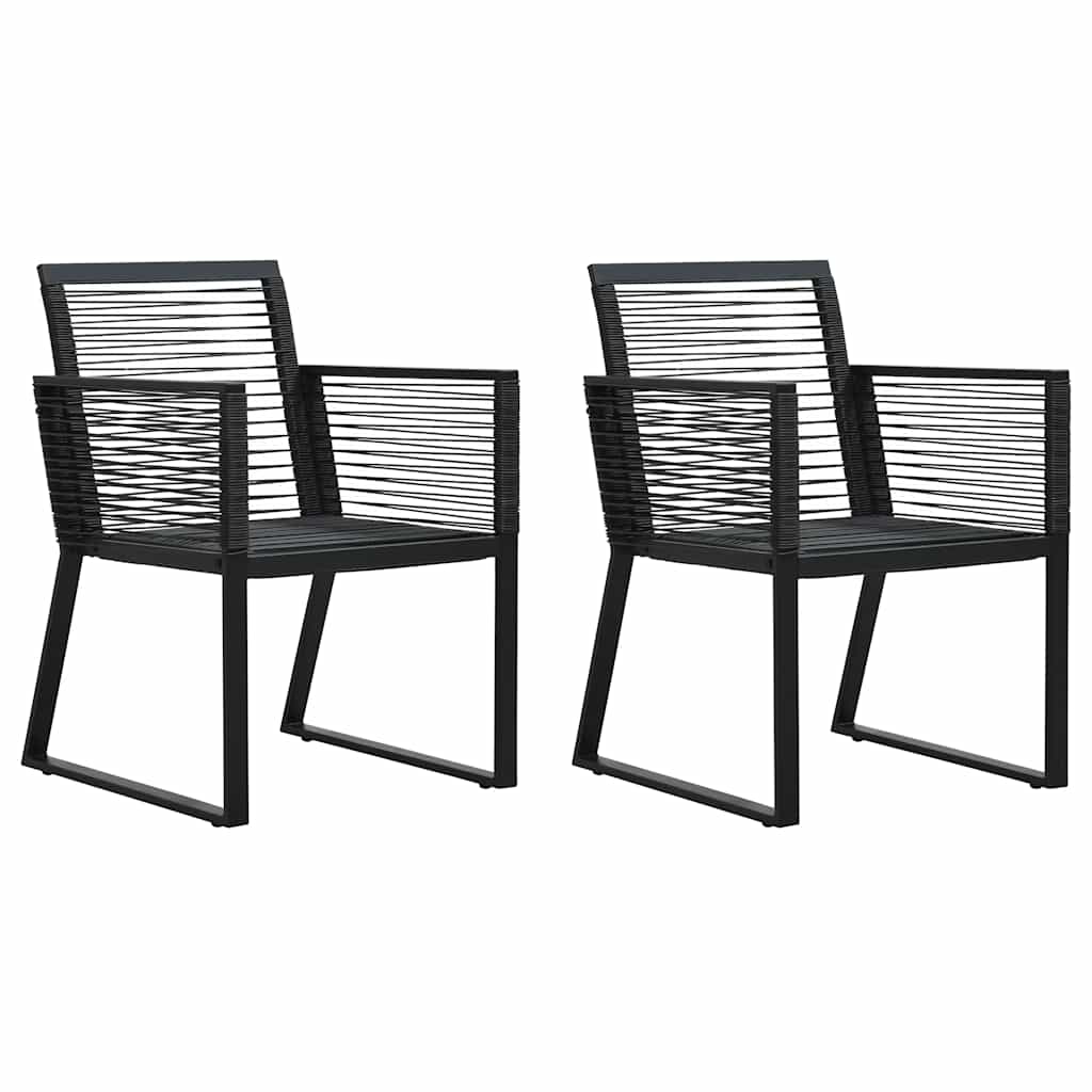 48572 vidaXL Garden Chairs 2 pcs Black PVC Rattan