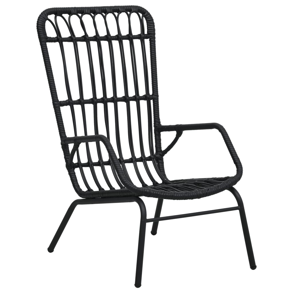 vidaXL Garden Chair | Black | Poly Rattan, Powder-Coated Steel | Medium