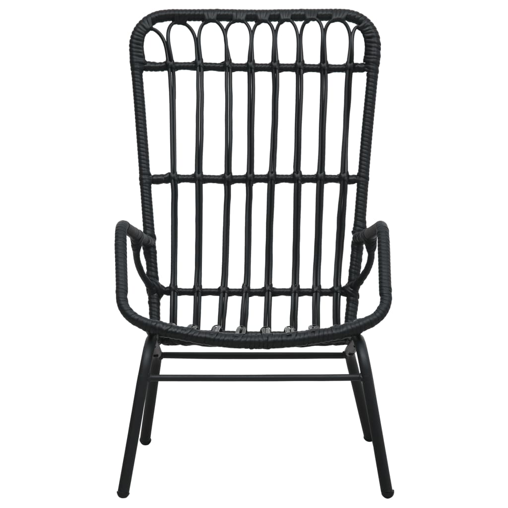 vidaXL Garden Chair | Black | Poly Rattan, Powder-Coated Steel | Medium