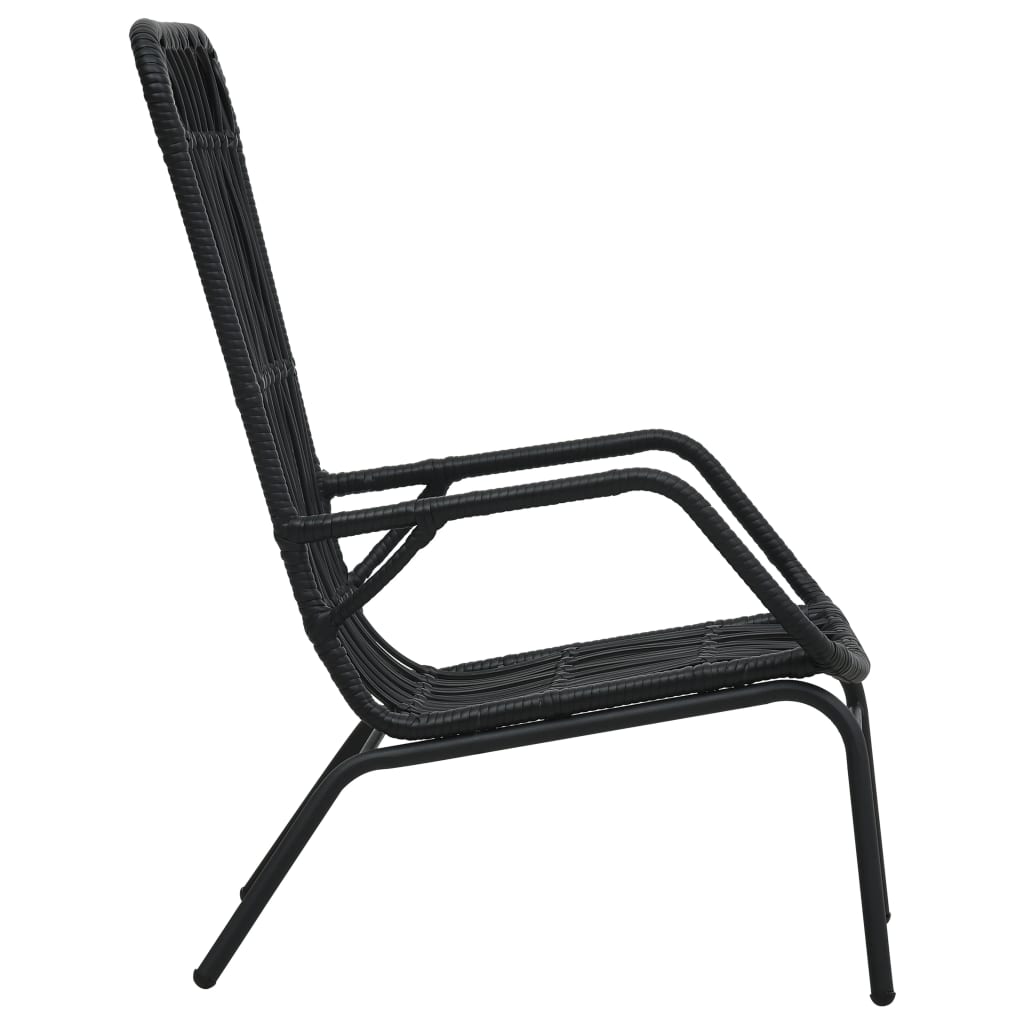 vidaXL Garden Chair | Black | Poly Rattan, Powder-Coated Steel | Medium