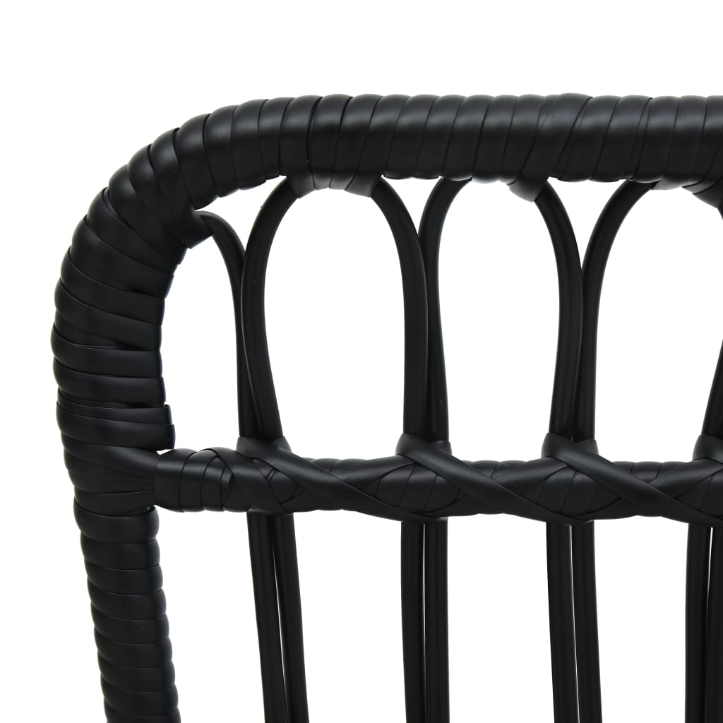 vidaXL Garden Chair | Black | Poly Rattan, Powder-Coated Steel | Medium