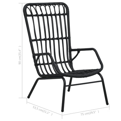 vidaXL Garden Chair | Black | Poly Rattan, Powder-Coated Steel | Medium