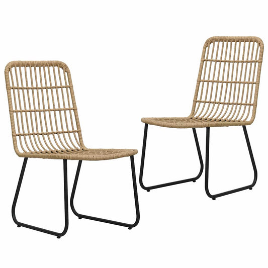 48582 vidaXL Garden Chairs 2 pcs Poly Rattan Oak