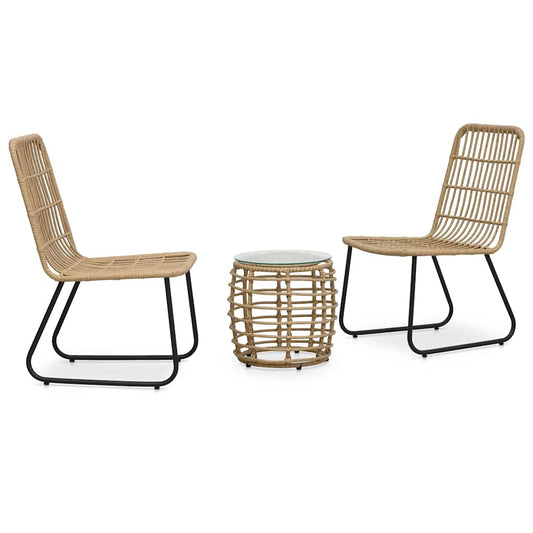 48583 vidaXL 3 Piece Bistro Set Poly Rattan Oak