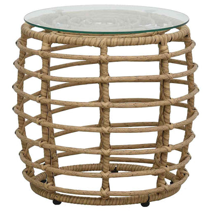 48583 vidaXL 3 Piece Bistro Set Poly Rattan Oak
