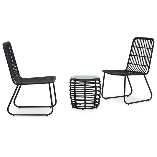 48585 vidaXL 3 Piece Bistro Set Poly Rattan Black