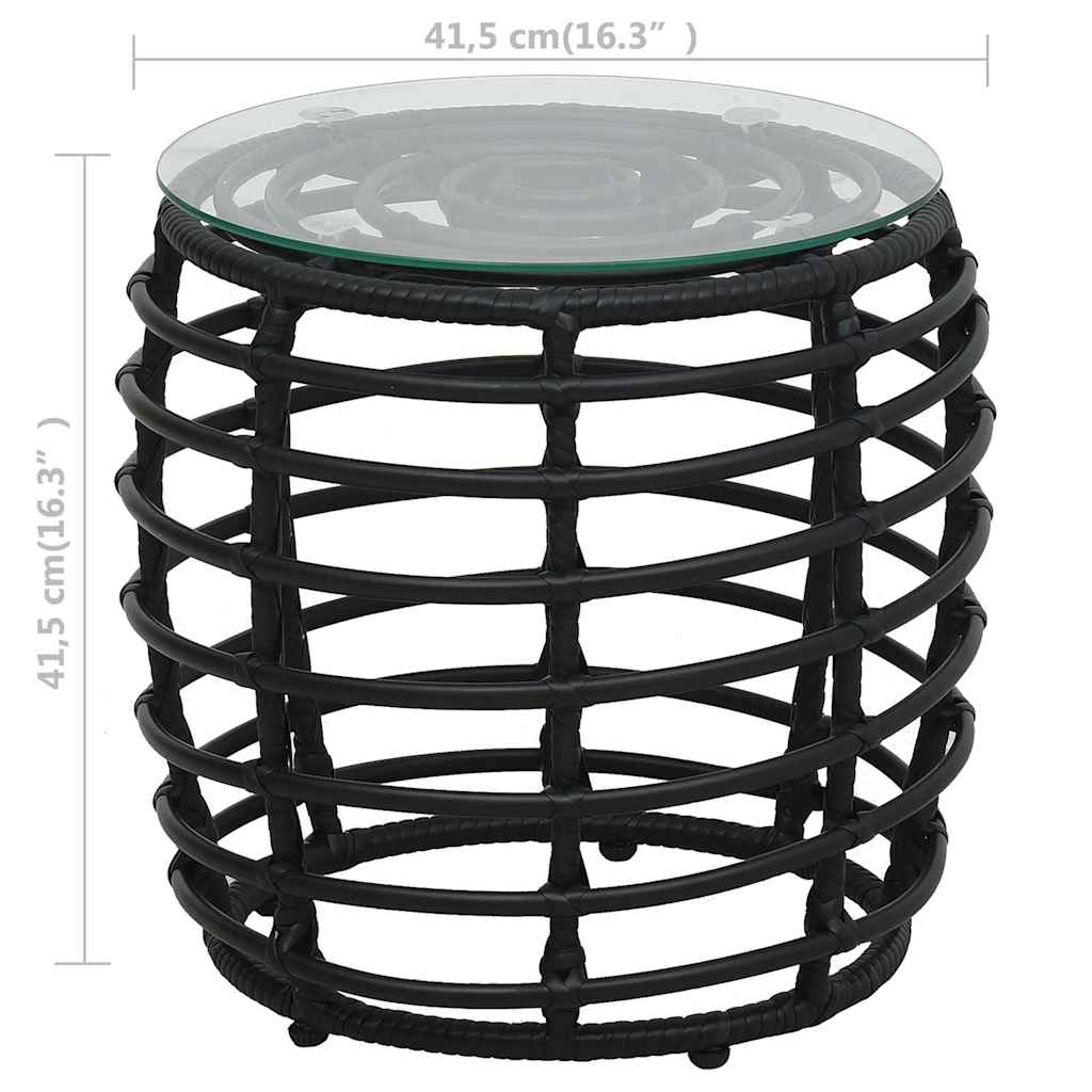 48585 vidaXL 3 Piece Bistro Set Poly Rattan Black