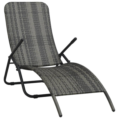 vidaXL Sunlounger | Grey | Made of PE rattan and powder-coated steel