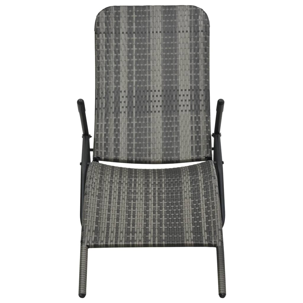 vidaXL Sunlounger | Grey | Made of PE rattan and powder-coated steel