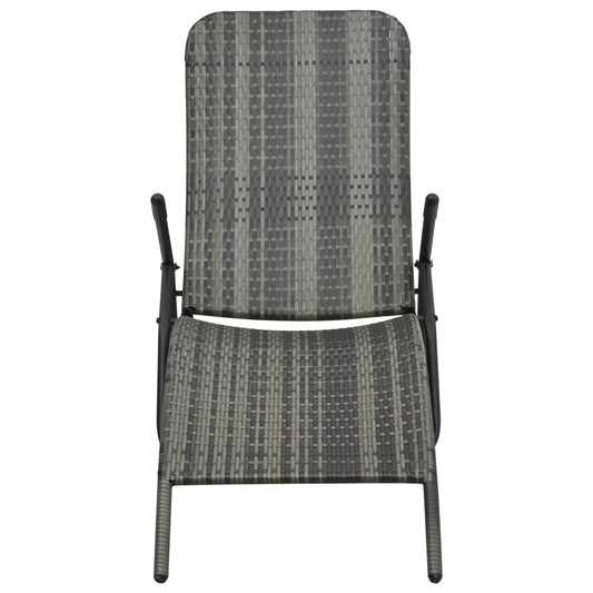 vidaXL Sunlounger | Grey | Made of PE rattan and powder-coated steel