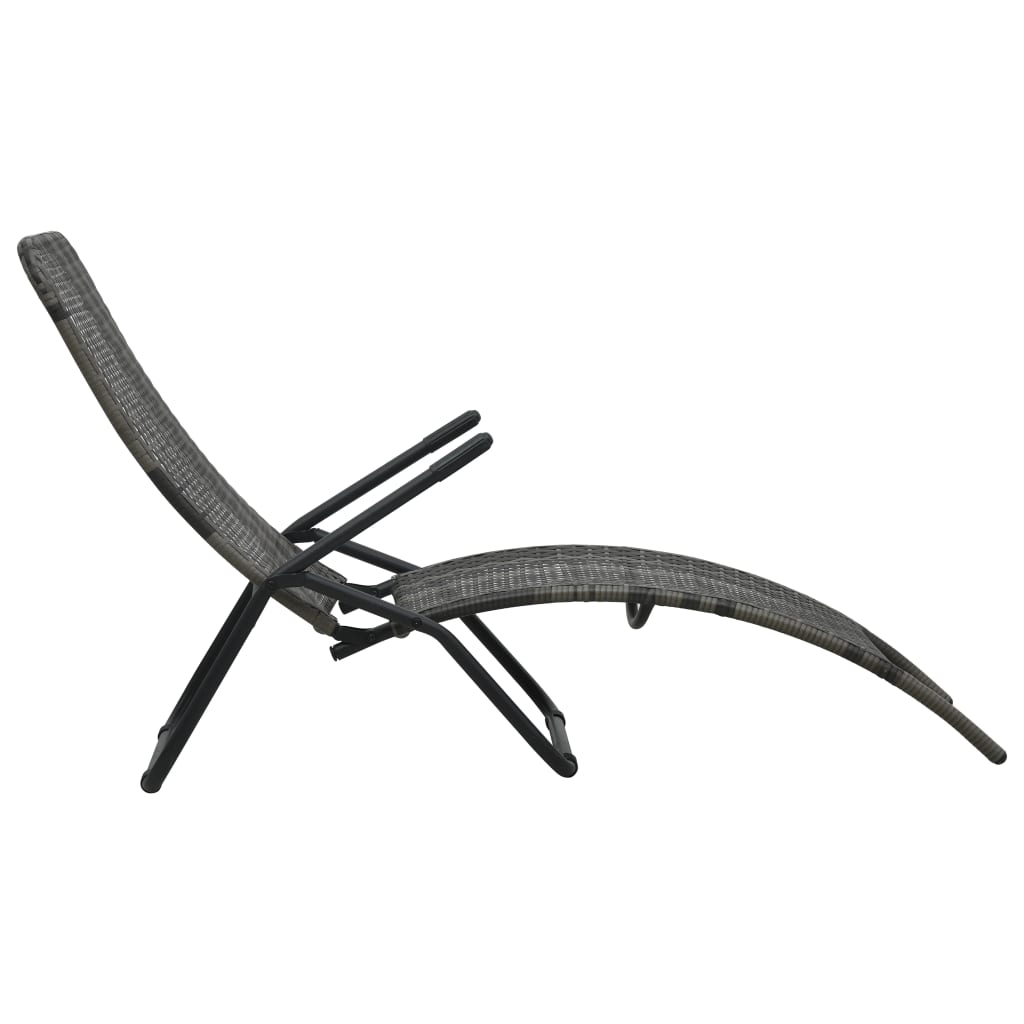 vidaXL Sunlounger | Grey | Made of PE rattan and powder-coated steel