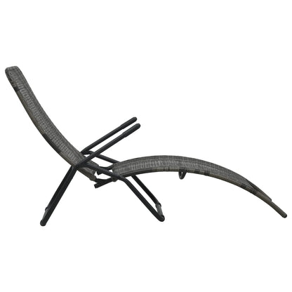 vidaXL Sunlounger | Grey | Made of PE rattan and powder-coated steel