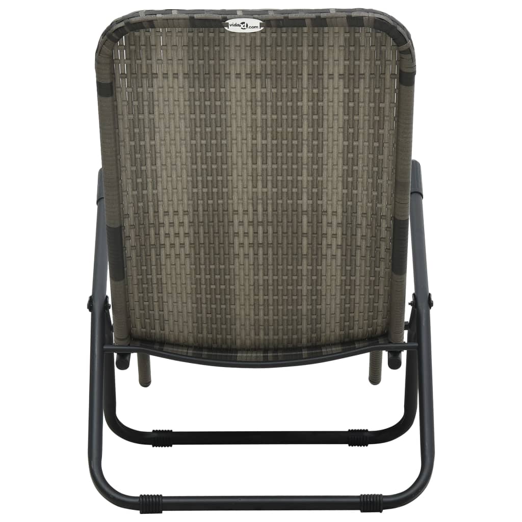 vidaXL Sunlounger | Grey | Made of PE rattan and powder-coated steel