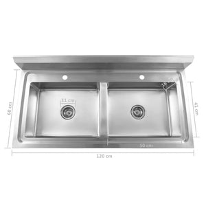 vidaXL Kitchen Sink Double Basin Stainless Steel