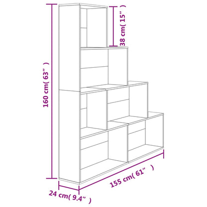 vidaXL Book Cabinet/Room Divider Concrete Grey 155x24x160 cm Engineered Wood