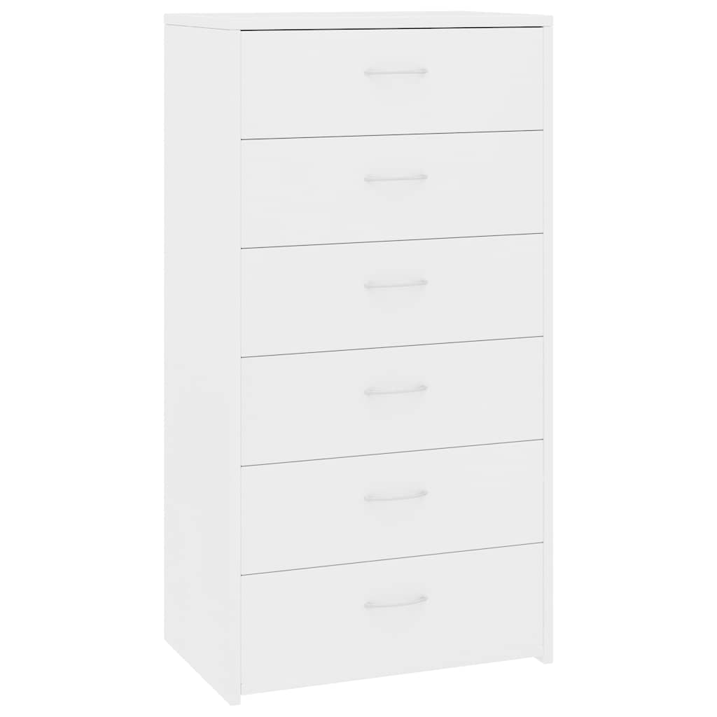 800666 vidaXL Sideboard with 6 Drawers White 50x34x96 cm Engineered Wood
