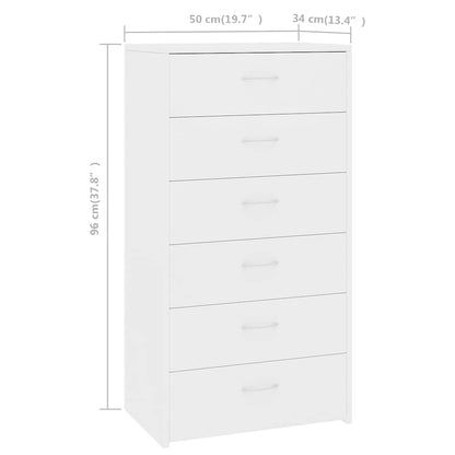 800666 vidaXL Sideboard with 6 Drawers White 50x34x96 cm Engineered Wood