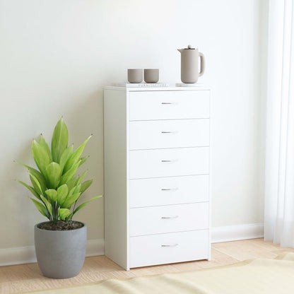 vidaXL Sideboard with 6 Drawers White 50x34x96 cm Engineered Wood