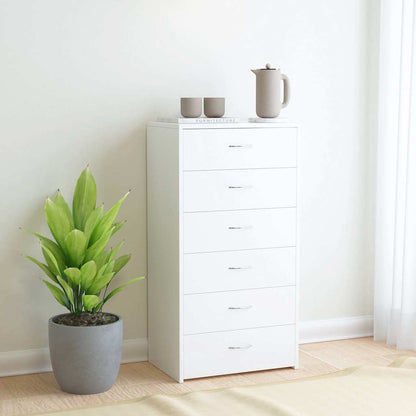 800666 vidaXL Sideboard with 6 Drawers White 50x34x96 cm Engineered Wood
