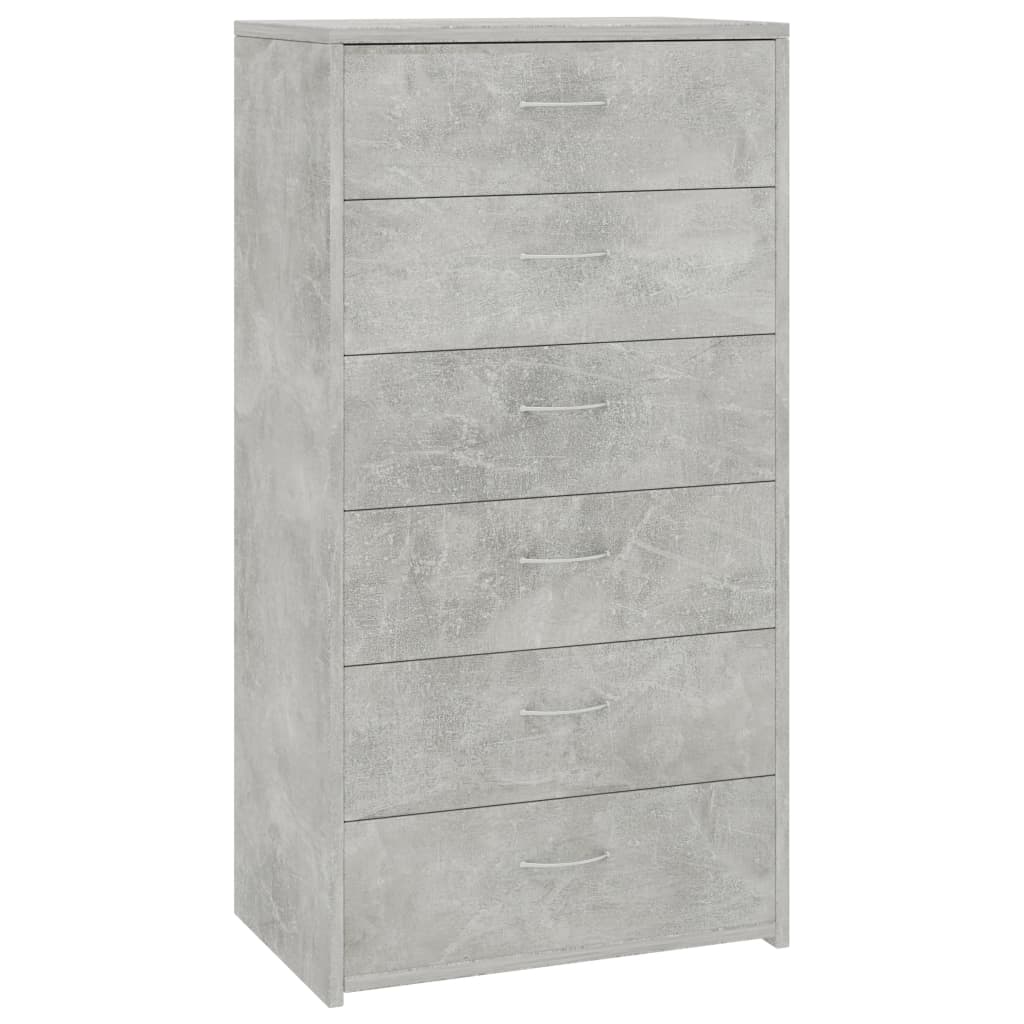 vidaXL Sideboard with 6 Drawers Concrete Grey 50x34x96 cm Engineered Wood