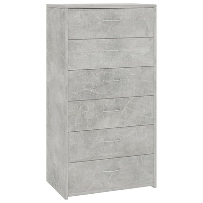 vidaXL Sideboard with 6 Drawers Concrete Grey 50x34x96 cm Engineered Wood