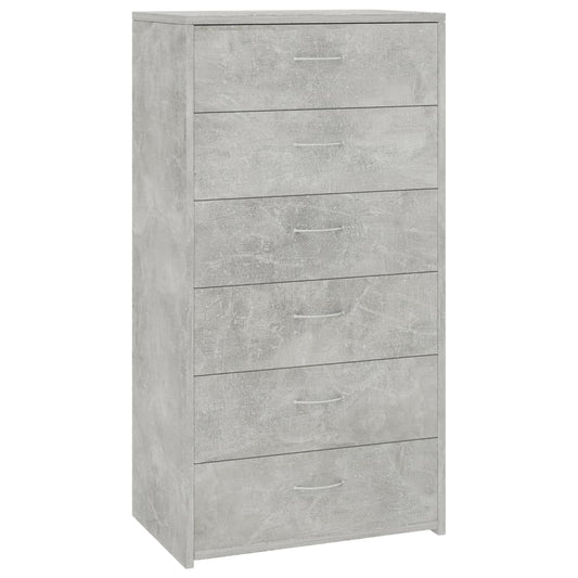 vidaXL Sideboard with 6 Drawers Concrete Grey 50x34x96 cm Engineered Wood
