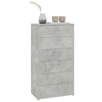 vidaXL Sideboard with 6 Drawers Concrete Grey 50x34x96 cm Engineered Wood