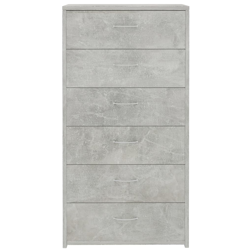vidaXL Sideboard with 6 Drawers Concrete Grey 50x34x96 cm Engineered Wood