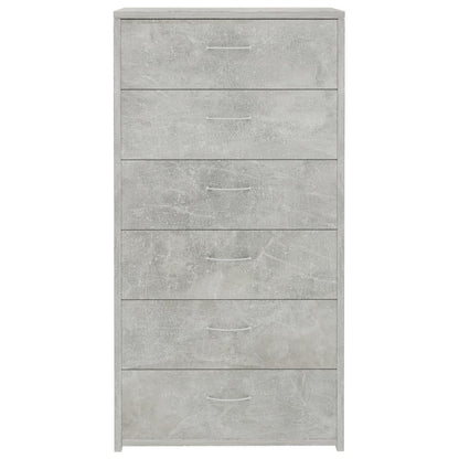 vidaXL Sideboard with 6 Drawers Concrete Grey 50x34x96 cm Engineered Wood