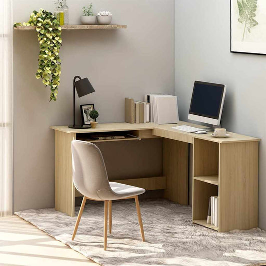 800750 vidaXL L-Shaped Corner Desk Sonoma Oak 120x140x75 cm Engineered Wood