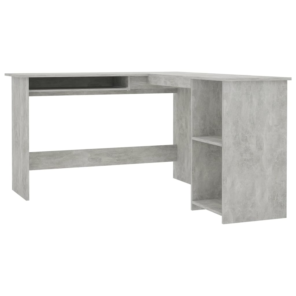 vidaXL L-Shaped Corner Desk Concrete Grey 120x140x75 cm Engineered Wood