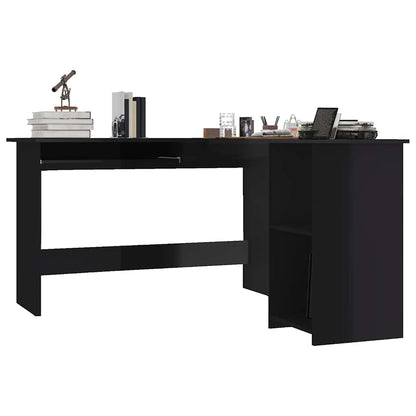 vidaXL L-Shaped Corner Desk High Gloss Black 120x140x75 cm