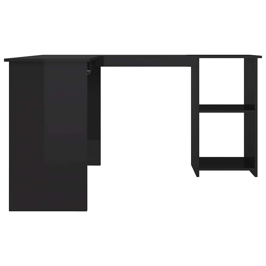 vidaXL L-Shaped Corner Desk High Gloss Black 120x140x75 cm