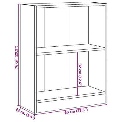 800856 vidaXL Bookshelf Black 60x24x76 cm Engineered Wood