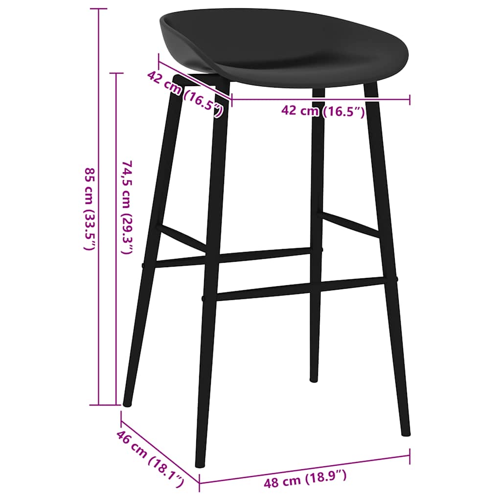 vidaXL Bar Chairs 2 pcs Black