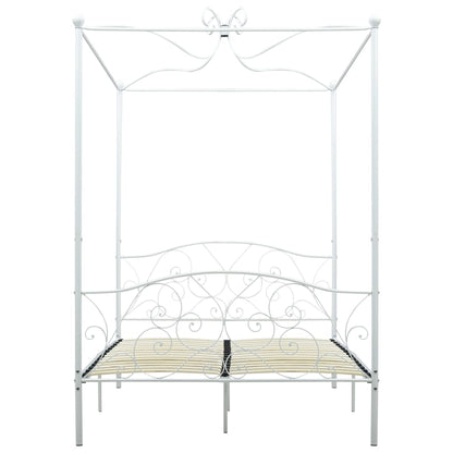 284470 vidaXL Canopy Bed Frame without Mattress White Metal 120x200 cm