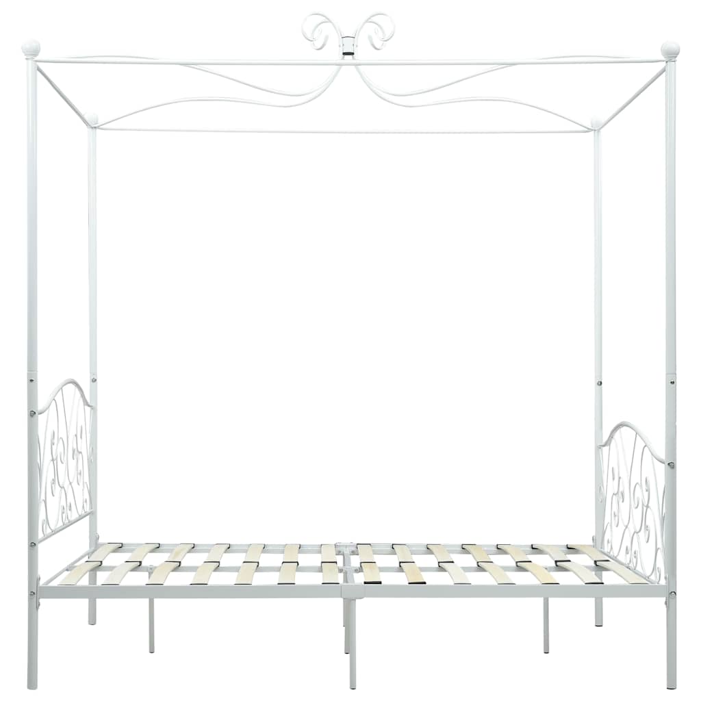 vidaXL Canopy Bed Frame without Mattress White Metal 120x200 cm