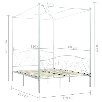 284470 vidaXL Canopy Bed Frame without Mattress White Metal 120x200 cm