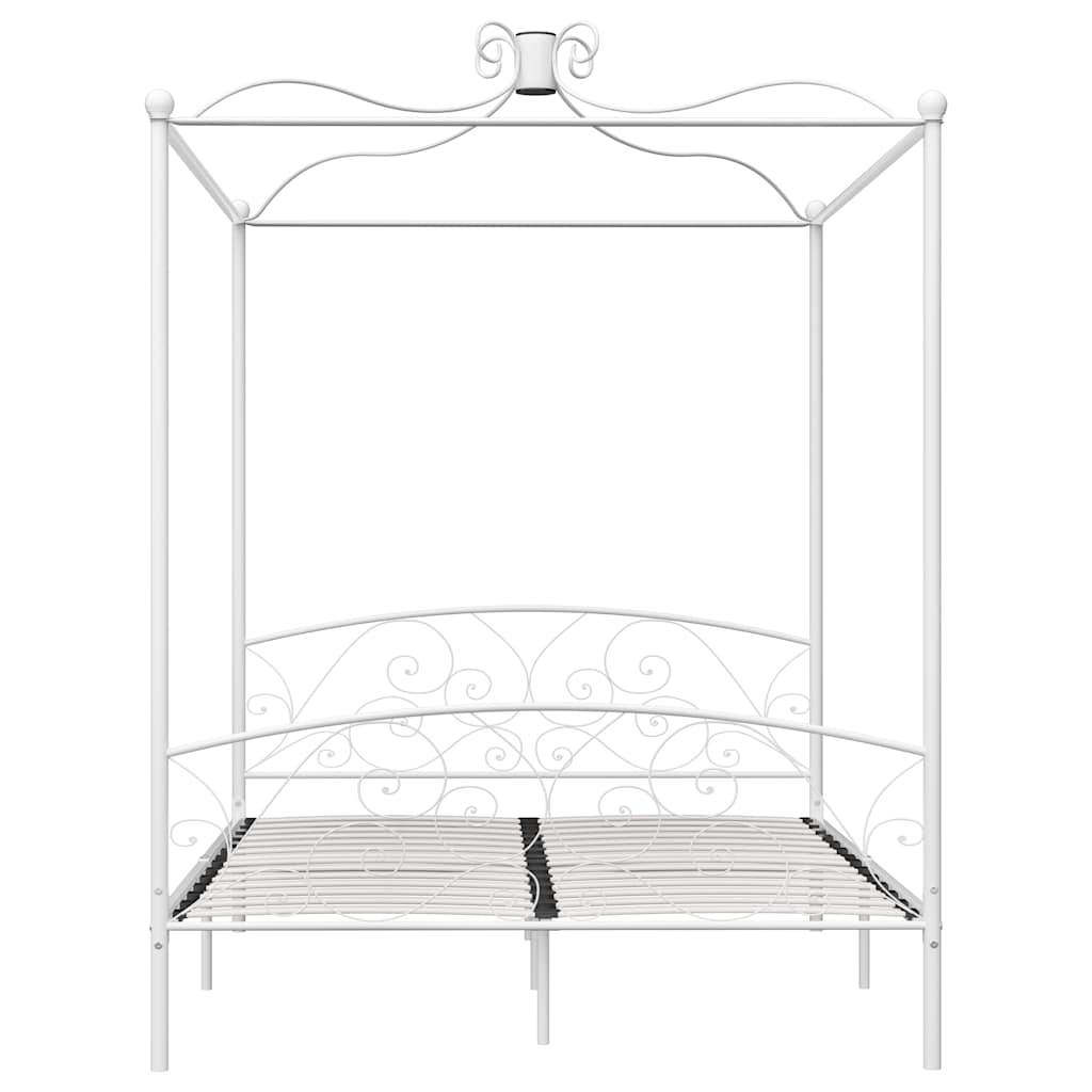 vidaXL Bed Frame without Mattress with Canopy White 160x200 cm Metal