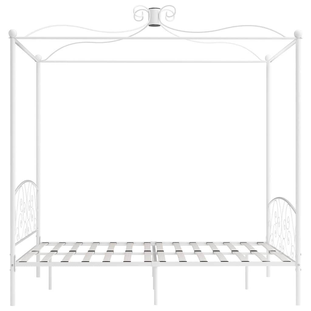 vidaXL Bed Frame without Mattress with Canopy White 160x200 cm Metal