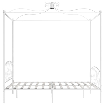 vidaXL Bed Frame without Mattress with Canopy White 160x200 cm Metal