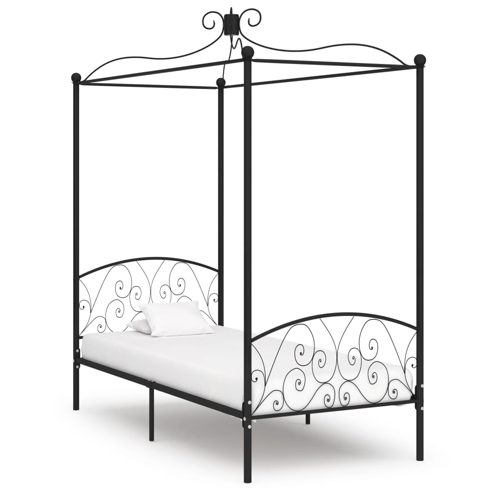 vidaXL Bed Frame | Black | Metal, Plywood | Single | Classic/Traditional
