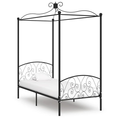 vidaXL Bed Frame | Black | Metal, Plywood | Single | Classic/Traditional