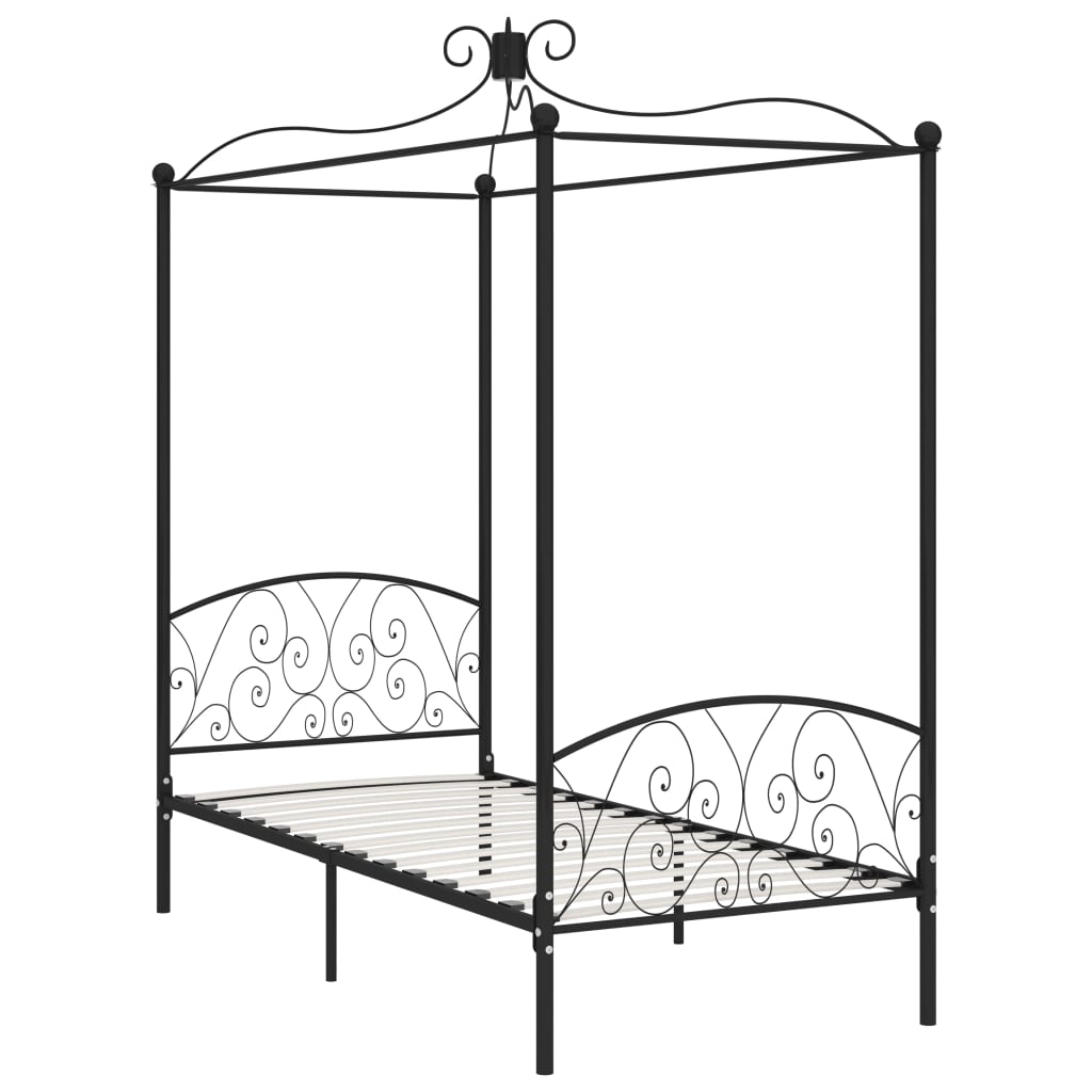 vidaXL Bed Frame | Black | Metal, Plywood | Single | Classic/Traditional