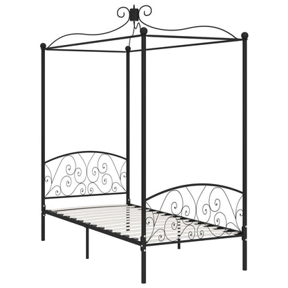 vidaXL Bed Frame | Black | Metal, Plywood | Single | Classic/Traditional